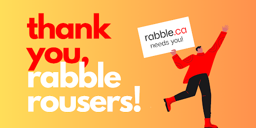 An orange image with the words, thank you rabble rousers on it.