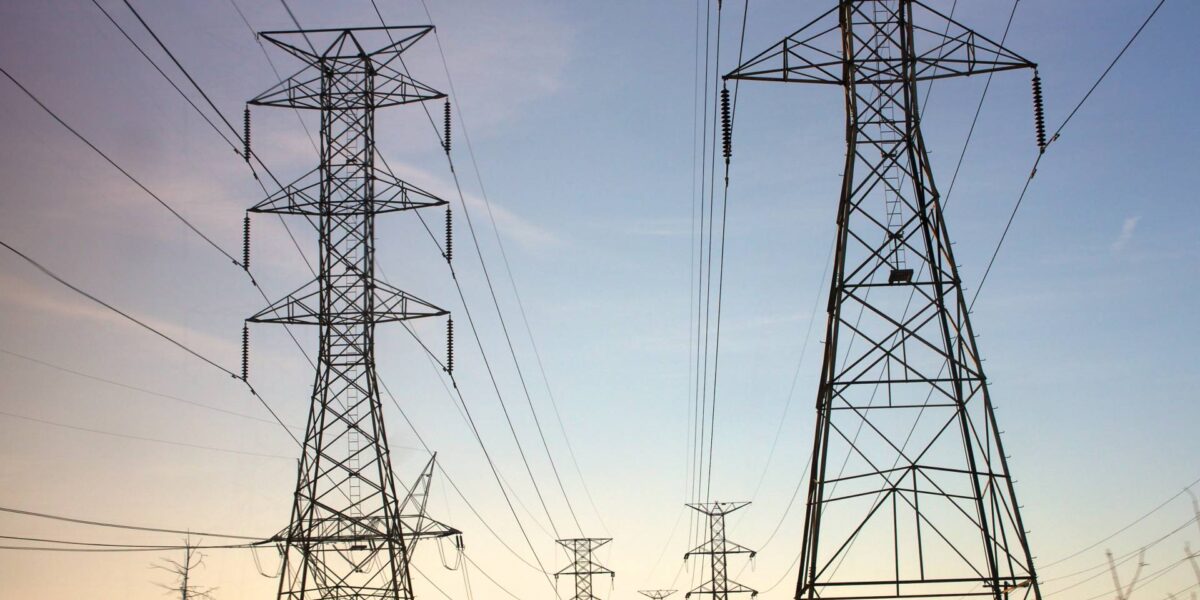 Electricity transmission towers.