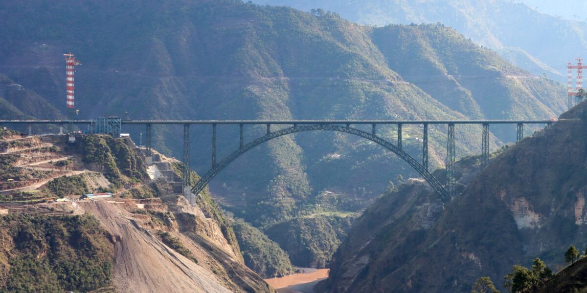 The Chenab railway bridge in 2023.