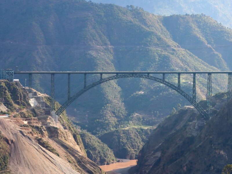The Chenab railway bridge in 2023.