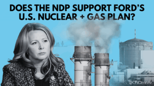 Ontario NDP leader Marit Stiles on a Ontario Clean Air Alliance poster.