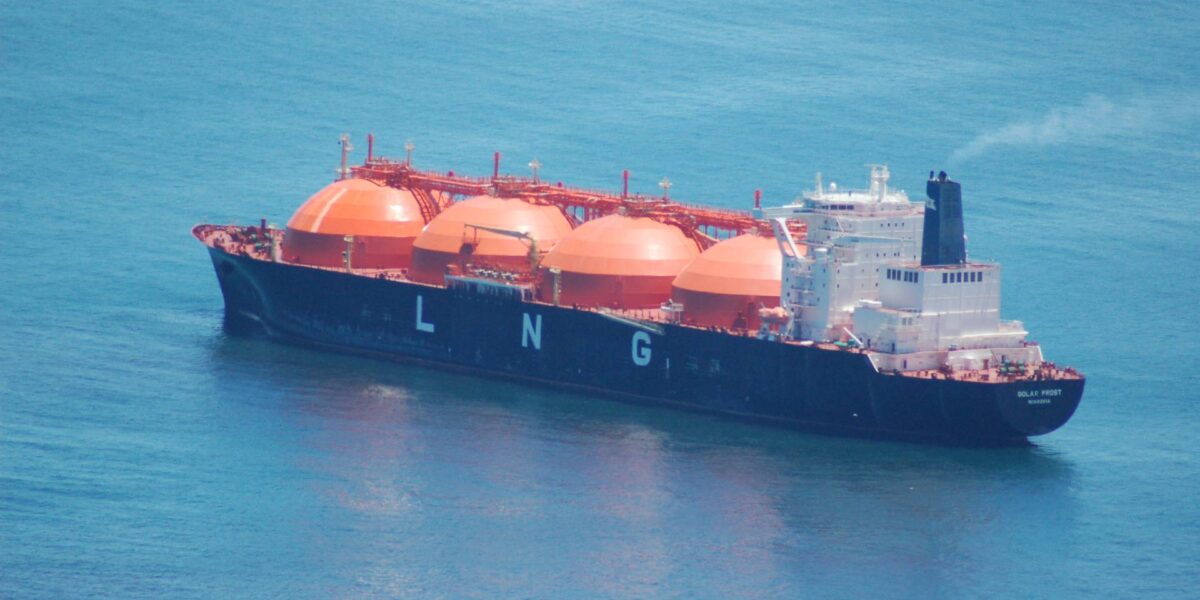 A liquid natural gas tanker.
