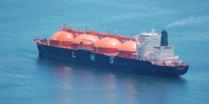 A liquid natural gas tanker.