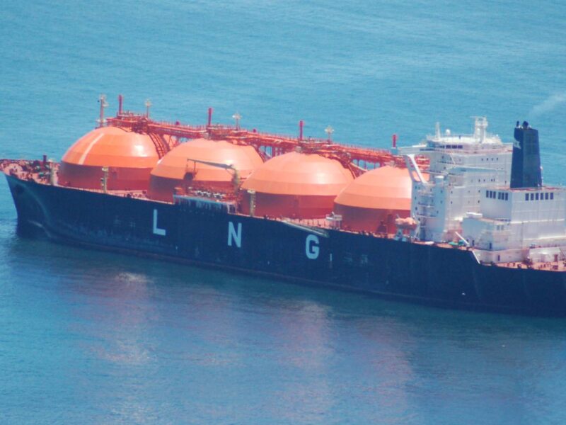 A liquid natural gas tanker.
