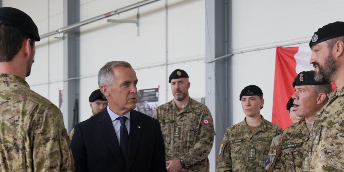 Prime Minister Mark Carney meeting with members of Canada's military.