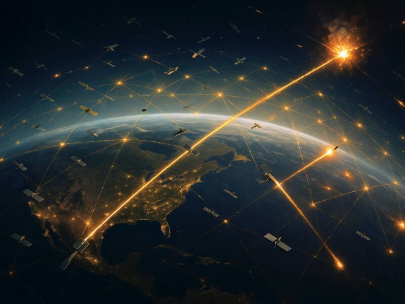 An artists conception of Trump's so-called Golden Dome system in action.