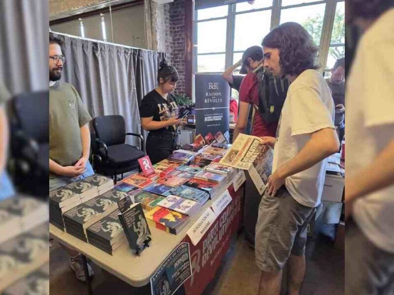 One of the tables at the Anti-Capitalist Book Fair.