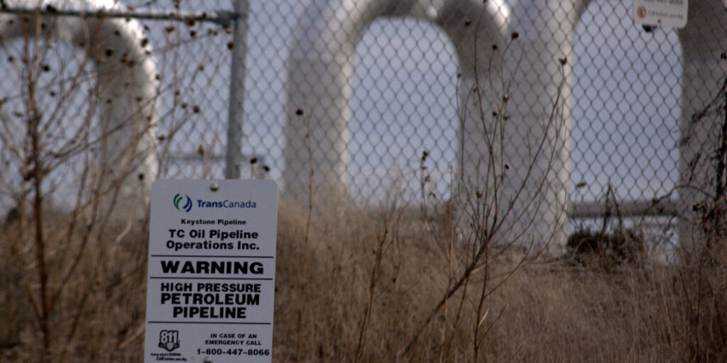 Part of the Keystone fossil fuel pipeline system.