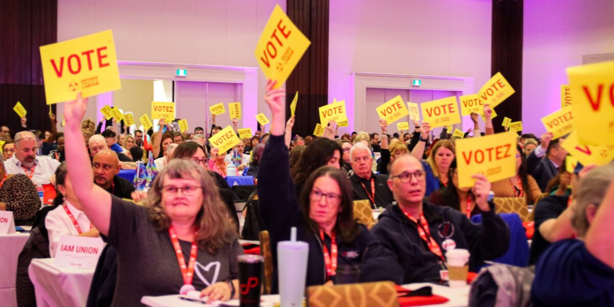OFL members voting at their convention in November of 2025.