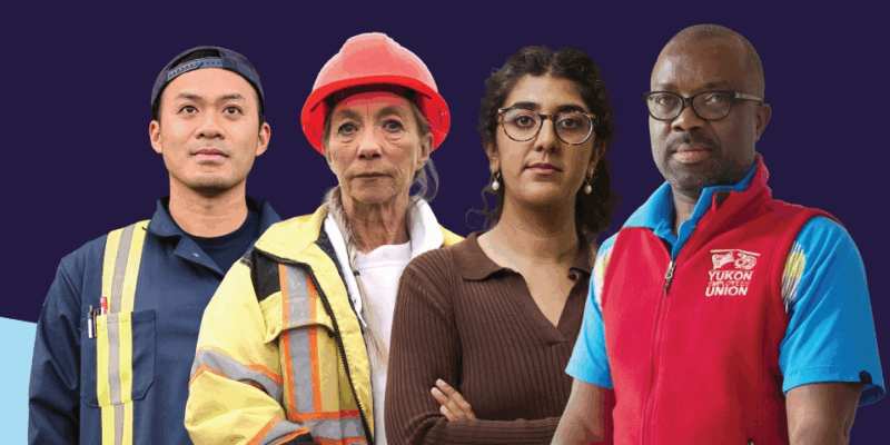 An image of public service workers in front of a blue background. PSAC has inquired about proposed early retirement incentives for public service workers.