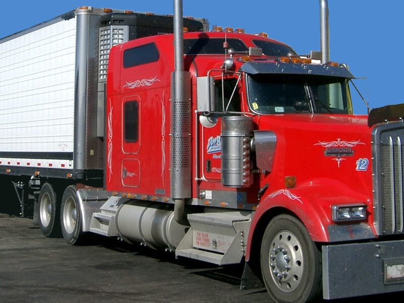 A red transport truck.