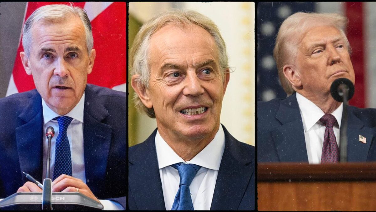Mark Carney, Tony Blair, and Donald Trump.