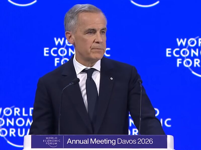 Mark Carney making his speech at Davos.