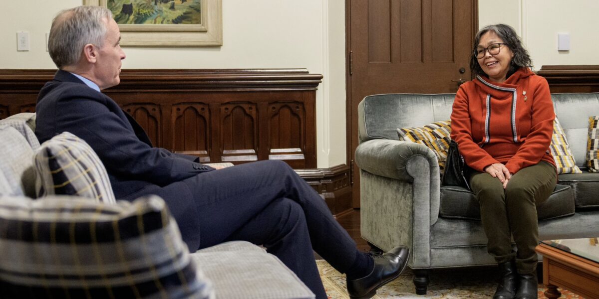 Mark Carney meeting with new Liberal MP Lori Idlout after she crossed the floor from the NDP.