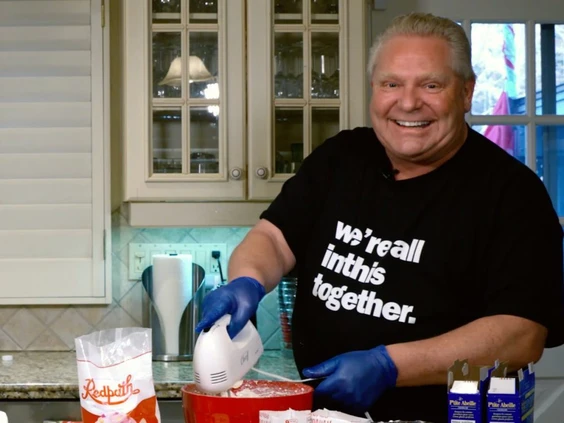 Doug Ford baking from a video posted to his social media.