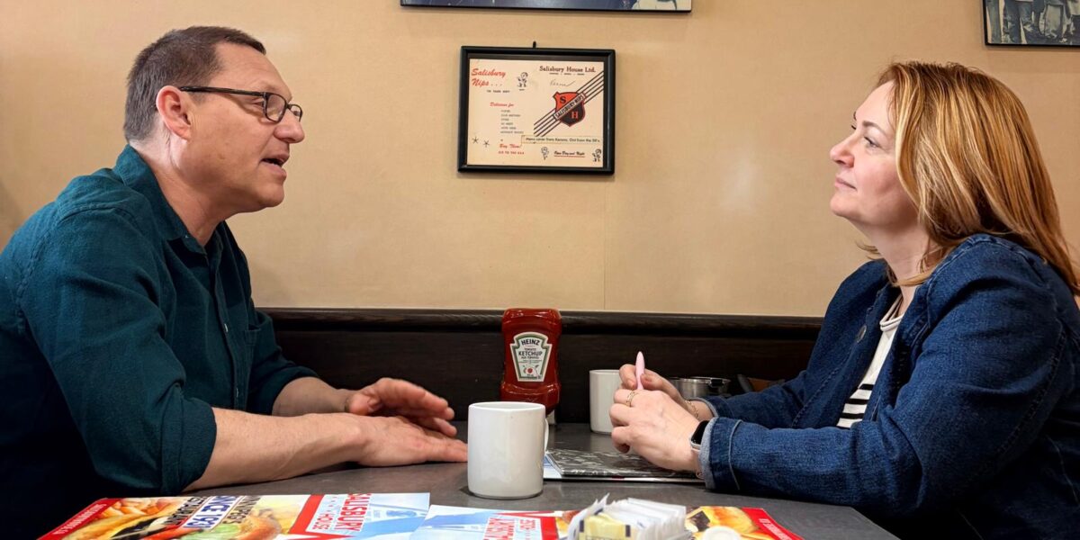 Canadian Labour Congress President Bea Bruske meeting with Avi Lewis.
