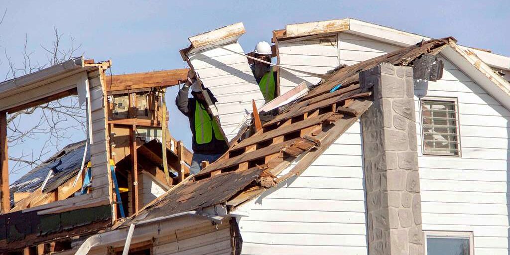 A home being demolished.