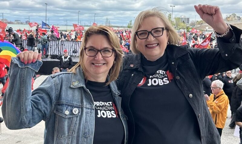 CLC president Bea Bruske and Unifor president Lana Payne.