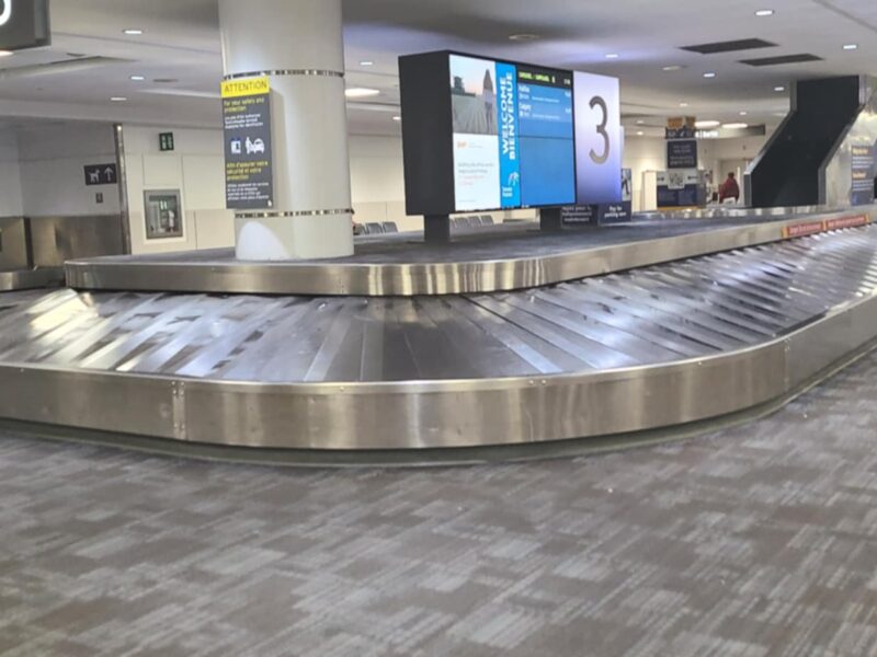 A baggage claim carousel at Toronto's Pearson International Airport.