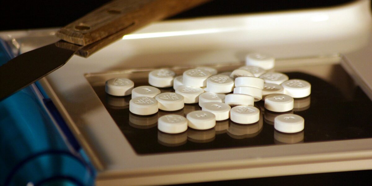 Pills on a pill tray.