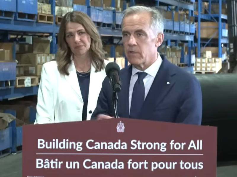 Canadian Prime Minister Mark Carney and Alberta Premier Danielle Smith at their Calgary news conference on Thursday, July 2, 2026.