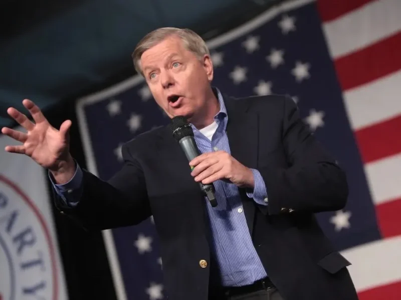 South Carolina Senator Lindsey Graham at the Iowa State Fairgrounds in Des Moines in October 2015, not long after his return from Alberta.
