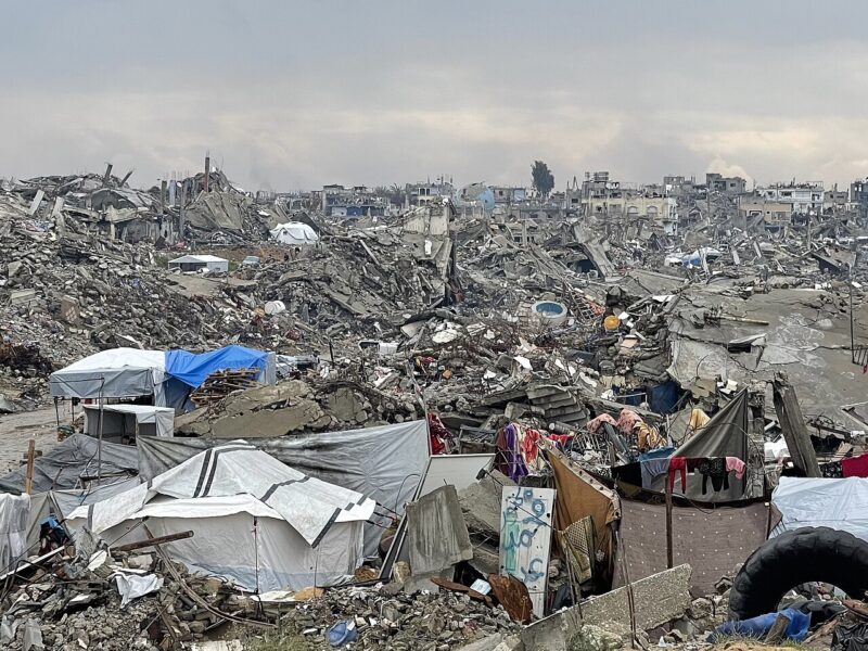 A photo of the destruction perpetrated against Gaza by Israel from February of 2025.