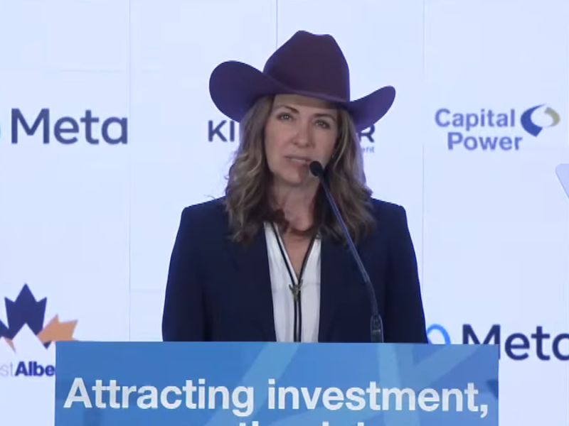 Alberta Premier Danielle Smith at her Meta AI data centre news conference in Calgary.