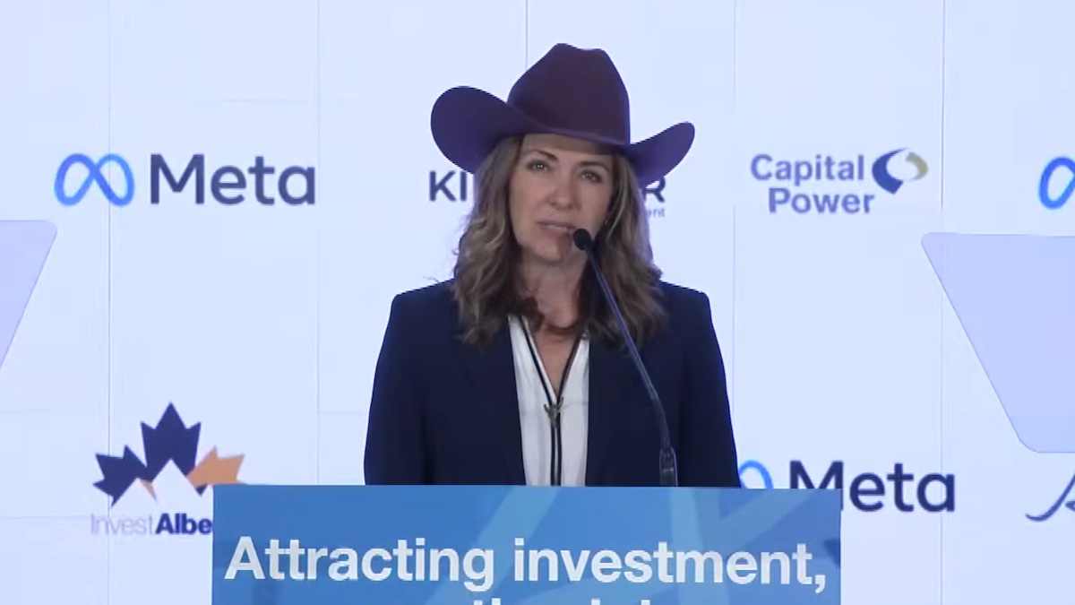 Alberta Premier Danielle Smith at her Meta AI data centre news conference in Calgary.