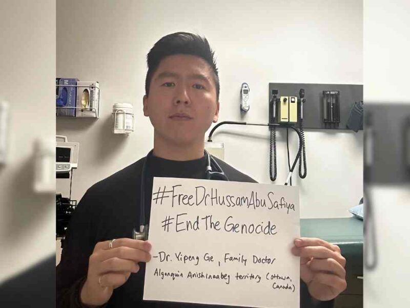 Dr. Yipeng Ge is one of many Canadian medical professionals calling for the release of Dr. Hussam Abu Safiya and an end to Israel's genocide in Gaza.