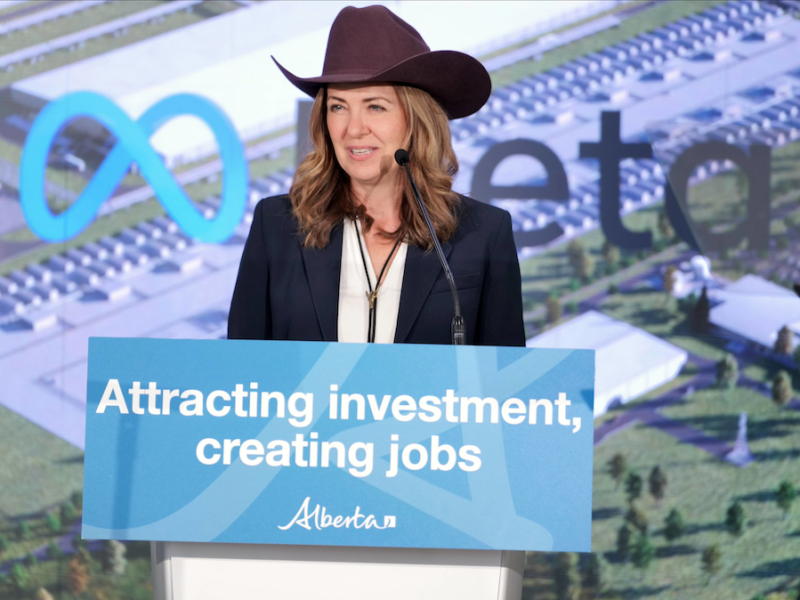 Alberta Premier Danielle Smith announcing the Meta Sturgeon County data centre scheme on July 8.