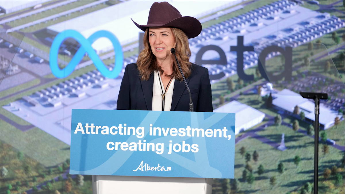Alberta Premier Danielle Smith announcing the Meta Sturgeon County data centre scheme on July 8.