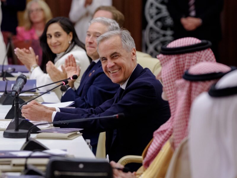 Prime Minister Mark Carney meeting with leaders of the Saudi Investment Fund in Saudi Arabia.