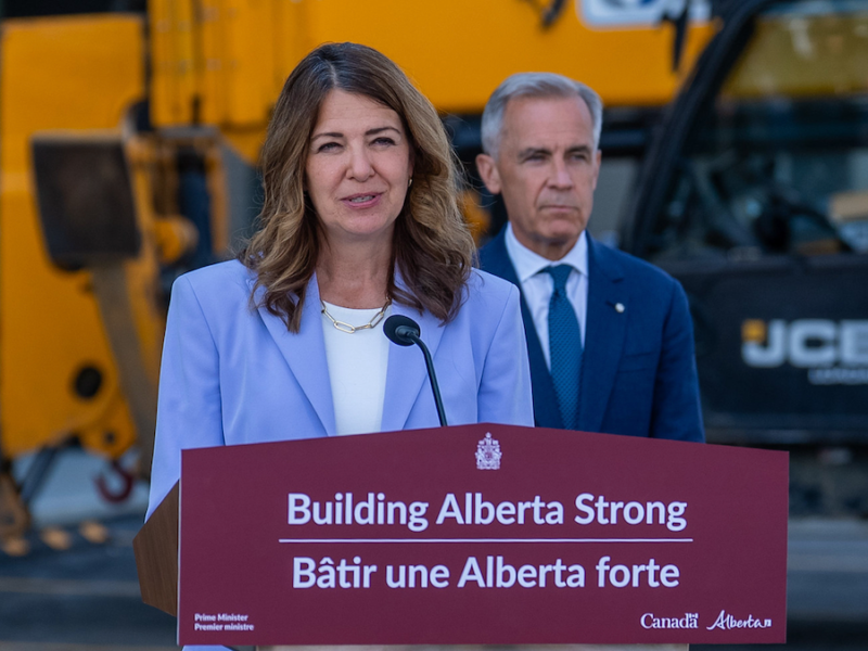 Alberta Premier Danielle Smith and Canadian Prime Minister Mark Carney on July 29.