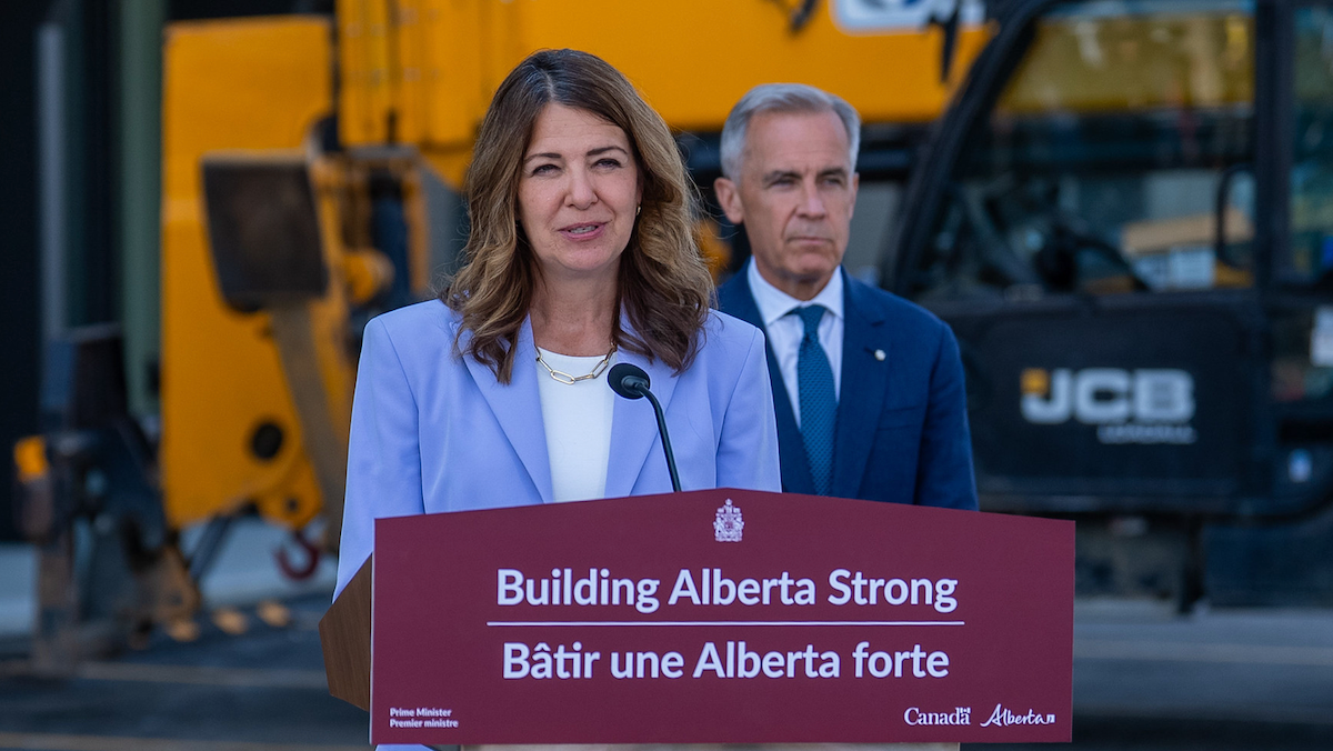 Alberta Premier Danielle Smith and Canadian Prime Minister Mark Carney on July 29.