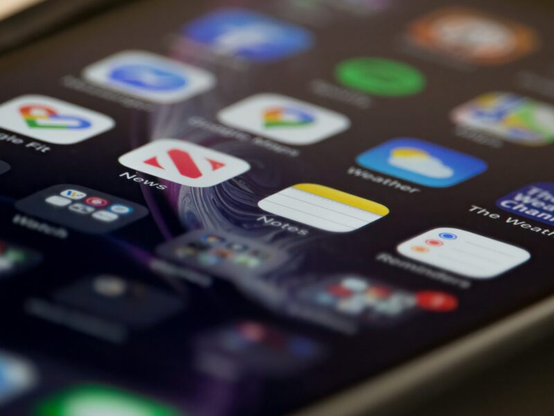 A smart phone displaying a range of different apps.