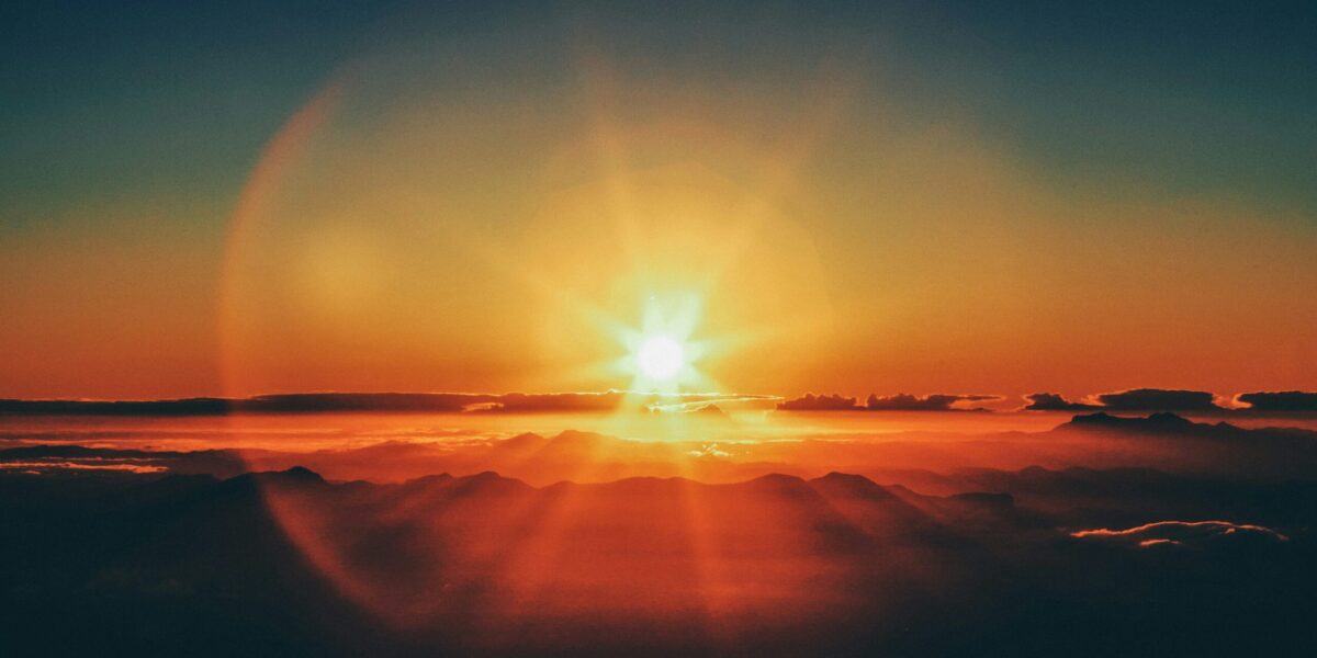 The sun on the horizon.