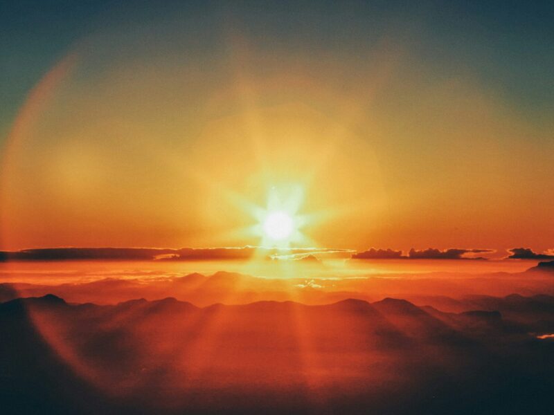 The sun on the horizon.